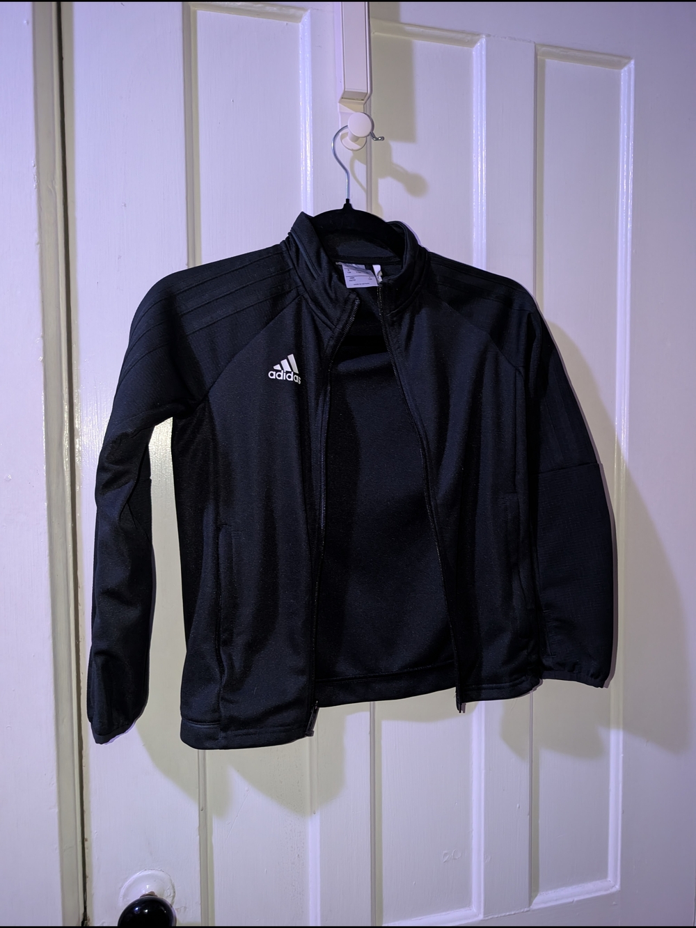 KIDS adidas Black Zip-Front Athletic Jacket